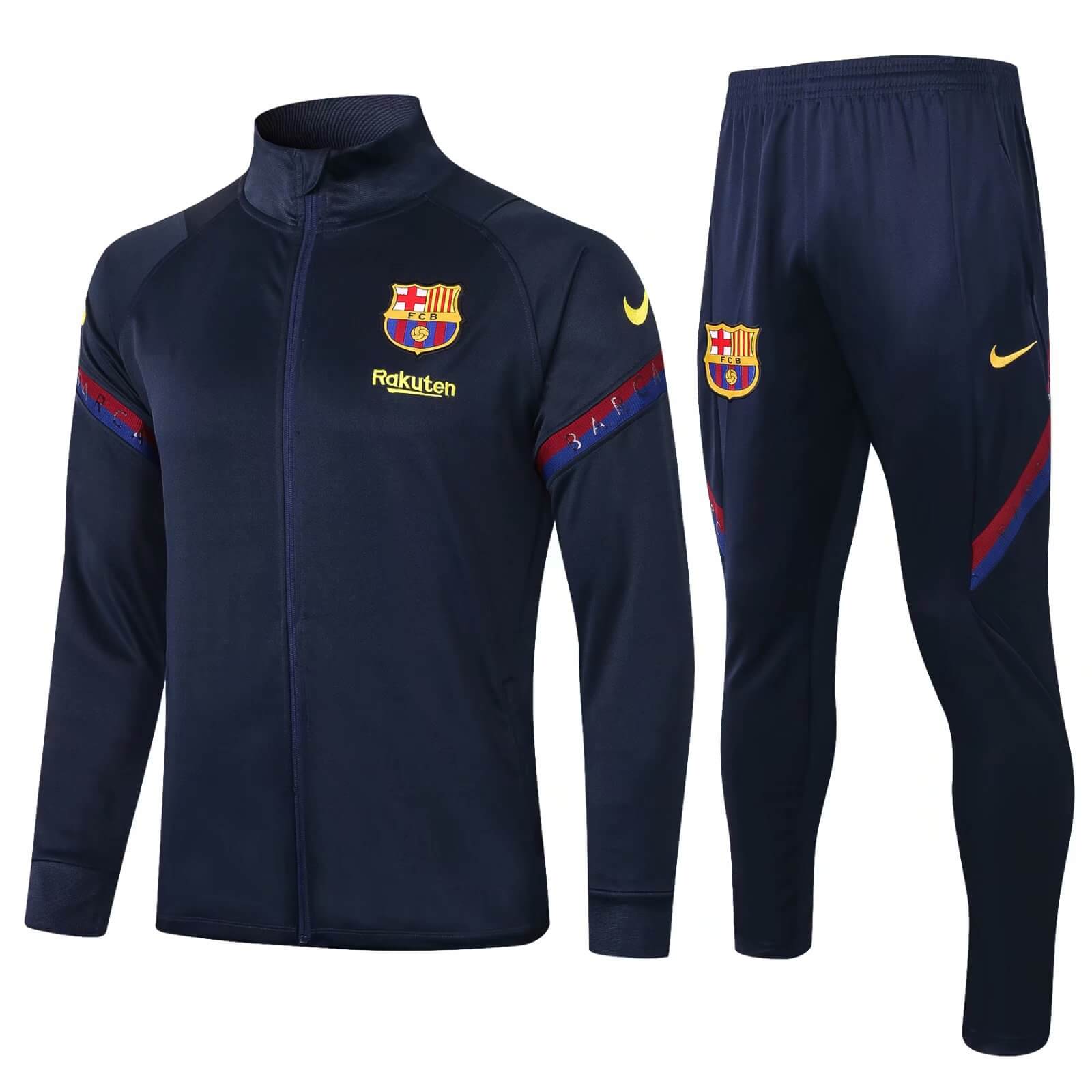 2020-2021 Barcelona Jacket + Pants Training Suit Navy - Team Soccer Jerseys