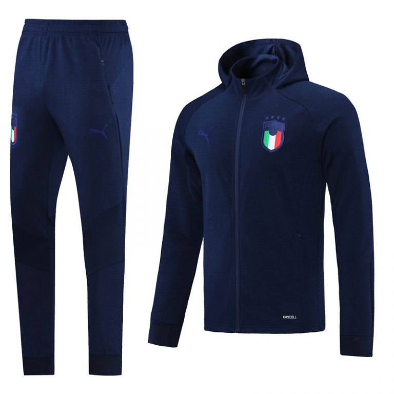 2021-2022 Italy Hoodie Jacket + Pants Training Suit Blue - Team Soccer ...