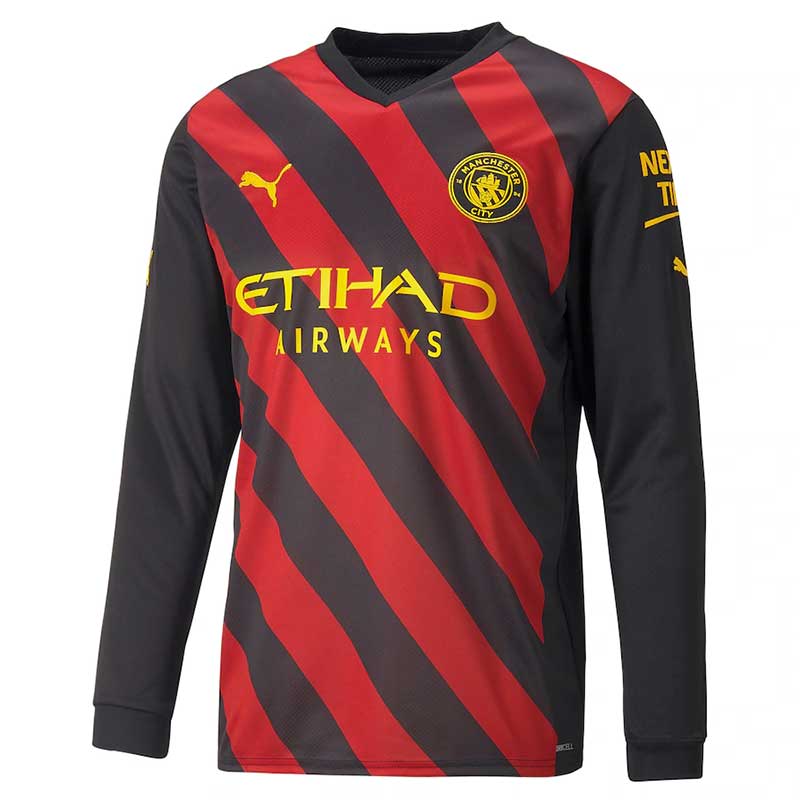 2022-2023 Manchester City Away Long Sleeve Soccer Jersey - Team Soccer ...