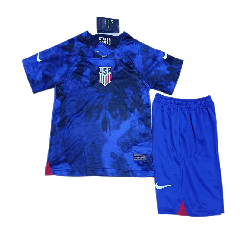 Kids 2022 USA Away Soccer Kit Team Soccer Jerseys