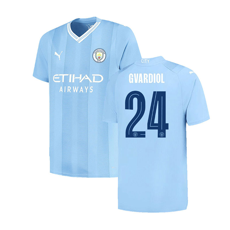 UCL 2023-2024 Manchester City GVARDIOL #24 Home Soccer Jersey - Team ...