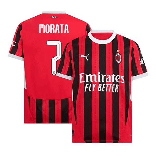 UCL 20242025 AC Milan MORATA 7 Home Soccer Jersey Team Soccer Jerseys